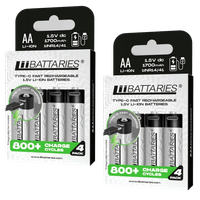 zestaw 2x 4 szt akumulator litowo-jonowy liibattaries aa (r6) 1700 mah