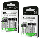 zestaw 2x 4 szt akumulator litowo-jonowy liibattaries aa (r6) 1700 mah