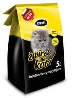 CASTI ŻWIREK DLA KOTA BENTONITOWY ZBRYLAJĄCY BEZZAPACHOWY DO KUWETY 5 L