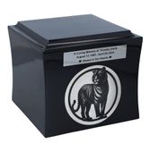 Urna kremacyjna z wygrawerowanym tygrysem Czarna / Plakietka