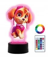 Lampka Nocna z Nadrukiem Dla Dzieci Psi Patrol Skye Bajka Twój Napis 3D LED
