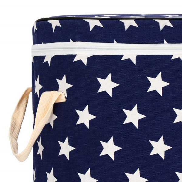 Kosz do przechowywania zabawek i ubrań pojemnik z uszami granatowy w białe gwiazdki zdjęcie 4