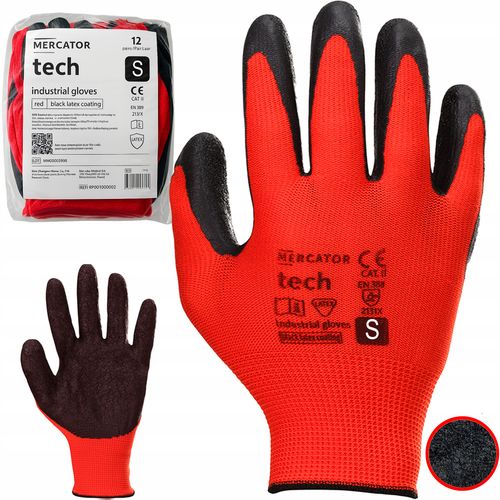 rękawice robocze mercator tech red+black latex - s - 12 par na Arena.pl