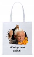 Śmieszny Pis Kaczyński Torba Eco Biała Shopper Z Nadrukiem Ze Zdjęciem