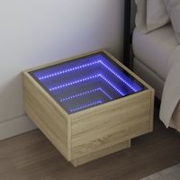 Stolik nocny z LED Infinity, dąb sonoma, 40x40x30 cm