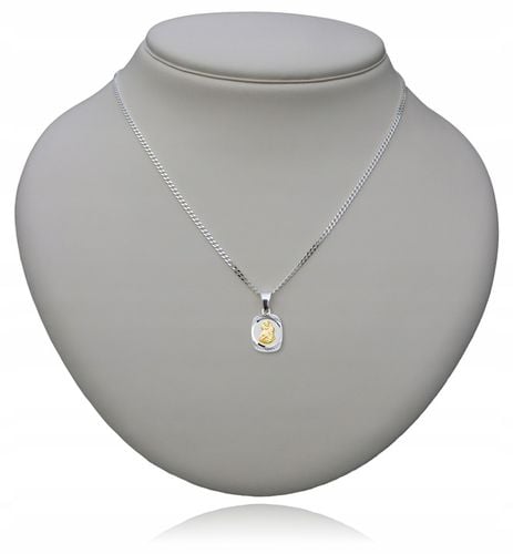 ŁAŃCUSZEK SREBRNY MEDALIK KOMUNIJNY MATKA BOSKA DO KOMUNII NA CHRZEST na Arena.pl