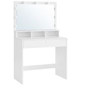 Toaletka biała z lustrem i LED 80x40x140 cm w stylu skandynawskim