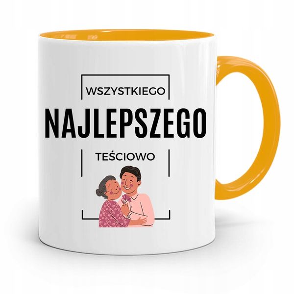 Kubek Żółty Teściowej Mamy Wszystkiego Najlepszego Z Nadrukiem Ze Zdjęciem zdjęcie 1