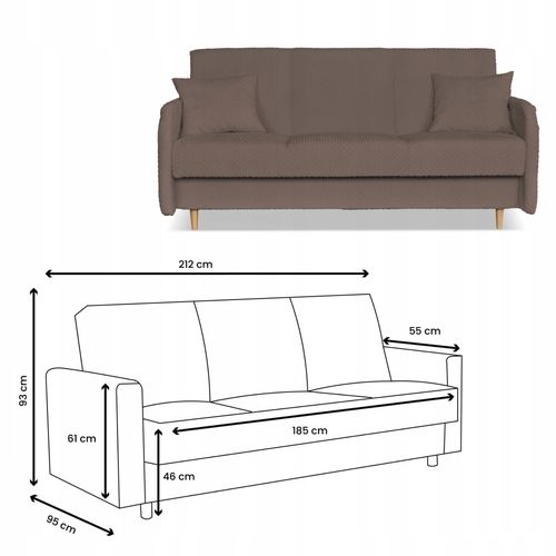 Kanapa sofa Merivo rozkładana wersalka f spania pojemnik Family brązowa na Arena.pl