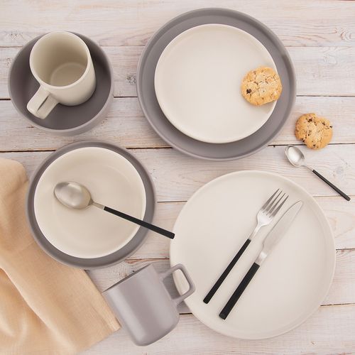 Talerz Obiadowy Duży Płytki Płaski na Obiad Ceramiczny Szary 26,5 cm na Arena.pl