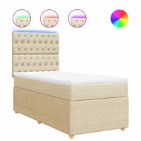 Łóżko kontynentalne z materacem, kremowe, tkanina, 80x200 cm