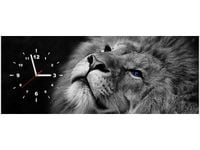 100X40CM ZEGAR SREBRNY LEW NIEBIESKIMI OCZYMA OBRAZ