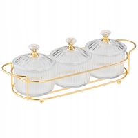 Pojemniki na Przyprawy Słodycze na Podstawce TSG-448 Talerz z Owocami Gold