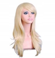 COSPLAY PERUKA 70 CM DŁUGA ANIME MANGA długie włosy JASNY BLOND z