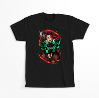 Koszulka Czarna Demon Slayer / Kimetsu no Yaiba / Miecz zabójcy demonów - WYBIERZ KOLOR KOSZULKI I FASON Damska L