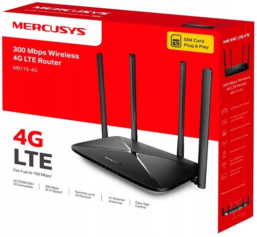 Router MERCUSYS MB115-4G 4G LTE N300 Czarny na Arena.pl