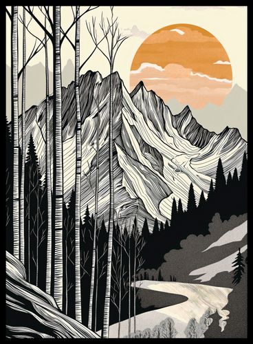 Plakat 40x55cm Drzeworys Górski na Arena.pl