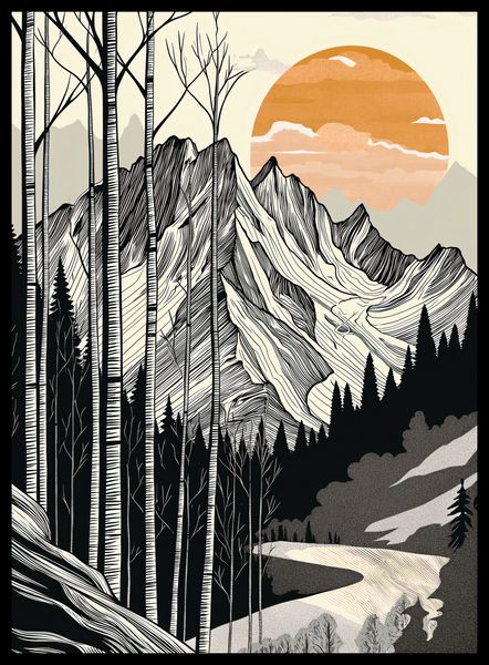 Plakat 40x55cm Drzeworys Górski zdjęcie 2