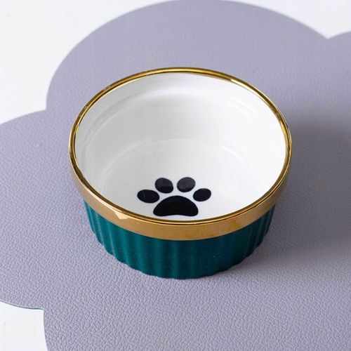 Zestaw 2x300ml miska dla kota psa podwójna na stojaku ceramiczna złota uszy na Arena.pl