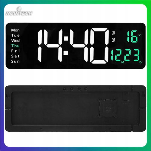 ZEGAR ŚCIENNY ELEKTRONICZNY BUDZIK CYFROWY DUŻY PILOT 10 POZIOMÓW na Arena.pl