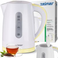 CZAJNIK ELEKTRYCZNY ZELMER BEZPRZEWODOWY PŁASKA GRZAŁKA MOCNY 1,7L 2200W