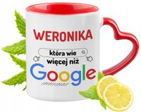Dla Weroniki Kubek Czerwony Z Uszkiem W Kształcie Serca Na Prezent