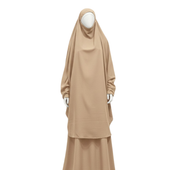 Sukienka modlitewna muzułmańska abaja z hidżabem 2 części beżowa Ramadan