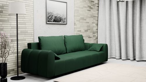 Duża Nowoczesna Kanapa Sofa z Funkcją Spania i Pojemnikiem Chill Zielona na Arena.pl