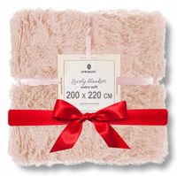 KOC NARZUTA na Łóżko 200x220 Pled Różowy MIĘKKI PRZYJEMNY CIEPŁY DWUSTRONNY