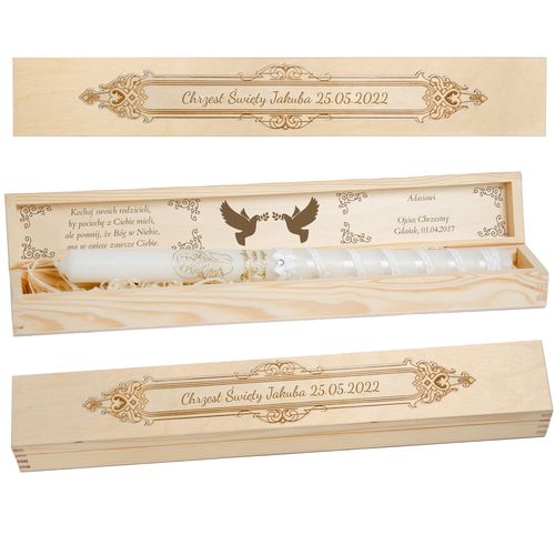Drewniane pudełko na świecę do Chrztu Świętego PSC-3 na Arena.pl