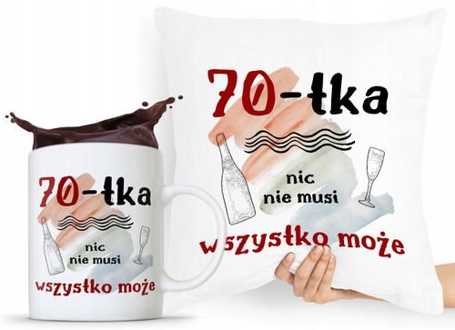 Zestaw Poduszka + Kubek Na Urodziny 70 70Te 70-Te Z Nadrukiem Ze Zdjęciem na Arena.pl