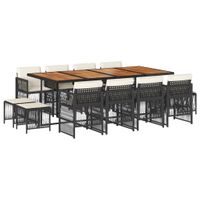 13-cz. zestaw mebli do ogrodu, poduszki, czarny, rattan PE