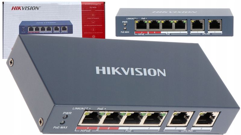 SWITCH PoE DS-3E0106HP-E 6-PORTOWY Hikvision zdjęcie 12