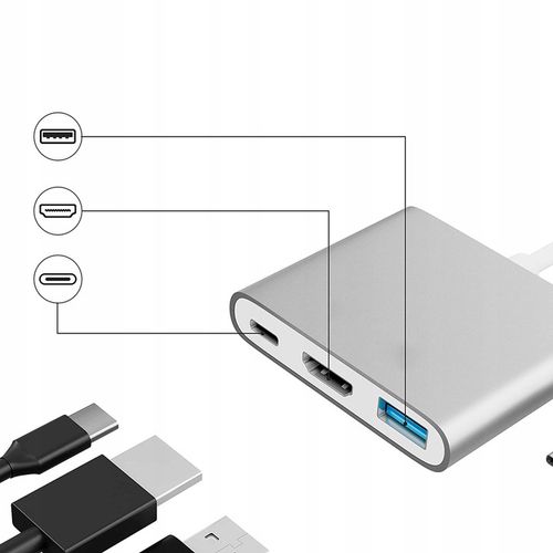 Przejściówka Adapter TYP C 3w1 HUB USB-C HDMI 4K na Arena.pl