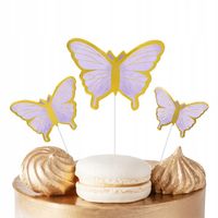 TOPPERY NA TORT MOTYLKI FIOLETOWE MOTYL NA IMPREZĘ URODZINOWĄ DEKORACJA