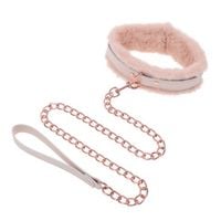 s&m peaches ‘n creame fur collar & leash cream sportsheets