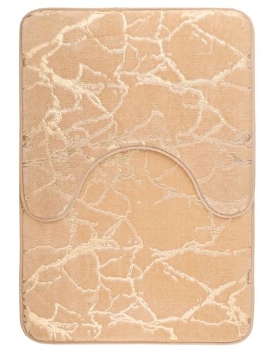 Dywaniki łazienkowe kpl. 2 el. beżowy stylowy złoty wzór miękkie puszyste na Arena.pl