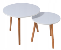 Stoliki kawowe okrągłe zestaw stolików do salonu fi 55x45 , fi 40x40 białe