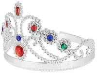 Korona z kolorowymi klejnotami srebrna