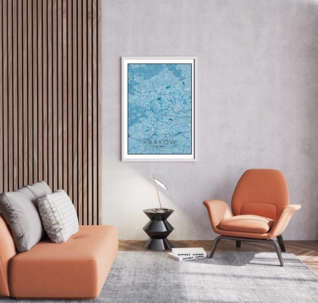 Kraków mapa niebieska - plakat 60x80 cm zdjęcie 3