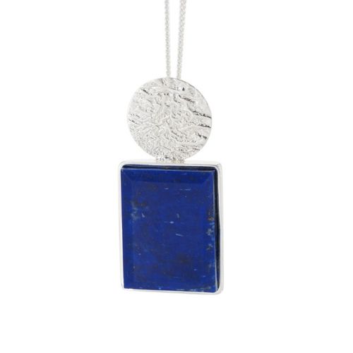 Naszyjnik srebrny z Lapisem Lazuli w kształcie prostokąta na Arena.pl