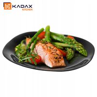 TALERZ OBIADOWY PŁYTKI 28 cm ZESTAW TALERZY 3 szt KOMPLET CZARNY TALERZE