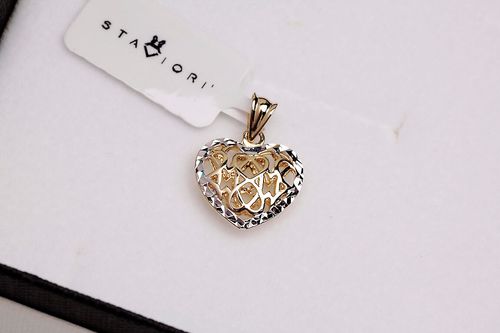 ażurowy wisiorek serce z białego i żółtego złota 333 na Arena.pl