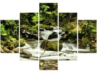 70 100CM OBRAZ 5 ELEM POTOK WŚRÓD DRZEW DRUK PŁÓTNO