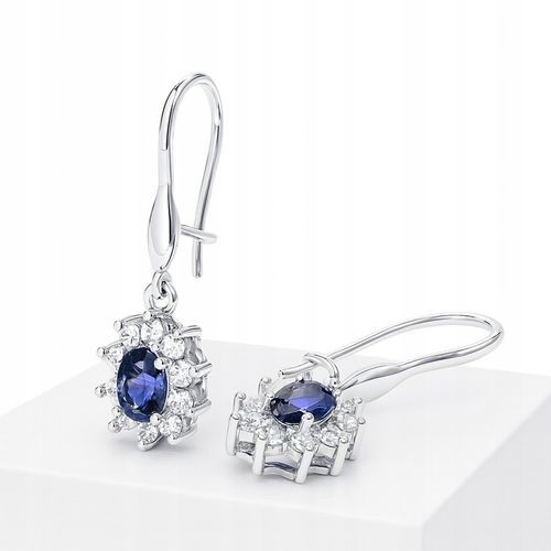 Piękne kolczyki srebrne wiszące eleganckie niebieskie srebro próba 925 na Arena.pl