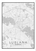 Lublana mapa czarno biała - plakat 20x30 cm