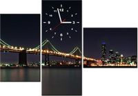 100CM 70CM ZEGAR 3 ELEM NOCNE ZDJĘCIE MOSTU TANEL TEEMUSK ŚCIENNY OBRAZ