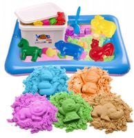 BibiMoon Piasek Kinetyczny 5kg ZESTAW Piaskownica Foremki Łopatka Wiaderko