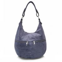 VERA PELLE torebka damska zamszowa worek z suwakami V318 jeansowa