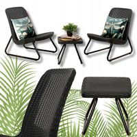 KRZESŁA STOLIK MEBLE OGRODOWE NA TARAS BALKON RIO PATIO SET grafit 3 el.